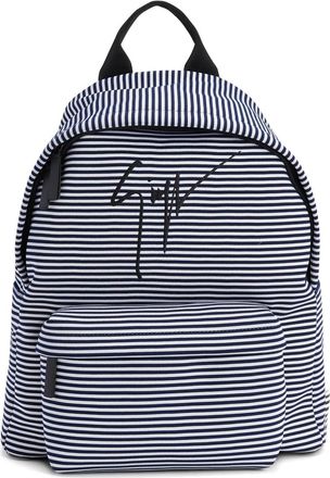 Giuseppe Zanotti striped embroidered-logo backpack - men - Fabric - OS - Blue