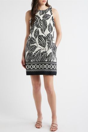 CeCe by Cynthia Steffe Print A-Line Linen Blend Minidress in Ivory Multi at Nordstrom, Size X-Large