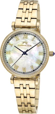 Porsamo Bleu Womens Emma Stainless Steel Gold Tone and White MOP Dial Watch 1412BEMS