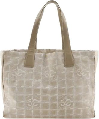 Chanel Pre-owned New Travel Line Nylon Canvas Tote Bag - Dames - Vintage Shopper - Beige - ONE Size - Nylon - Vintage