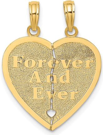 Diamond2Deal 14k Yellow Gold FOREVER EVER Break-Apart Heart Charm