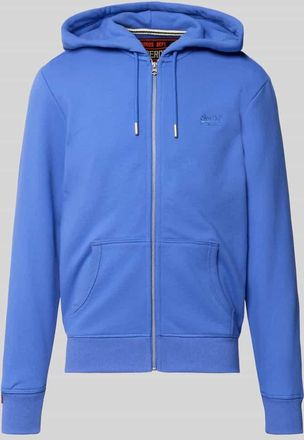 Superdry Sweatjacke mit Kapuze und Logo-Stitching in Royal, Gr&ouml;&szlig;e XXXL