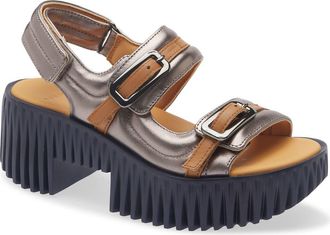 4CCCCees Plia Kiko Platform Slingback Sandal in Gun Metal at Nordstrom, Size 37
