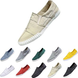 Generic Mens Low-Top Canvas Shoes Breathable Loafer Flat Slip On Slippers Trainers Hands-Free Comfortable Walking Shoes Outdoor Casual Hiking Shoes Soft Comfo