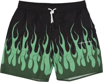 Vision Of Super Flames Zwemshorts Zwart/Groen - Heren - Strandmode - Veelkleurig - XL - Polyester - Badmode