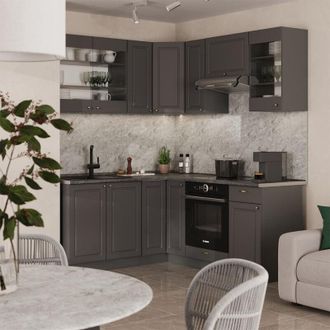 Vicco Cocina Esquinera Fame-line, Antracita-oro Landhaus, 190 X 60 Cm, Et M&aacute;rmol, Vicco