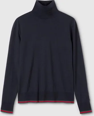 Gucci Fine Knit Wool Turtleneck, Size XXXL, Blue, Ready-to-wear
