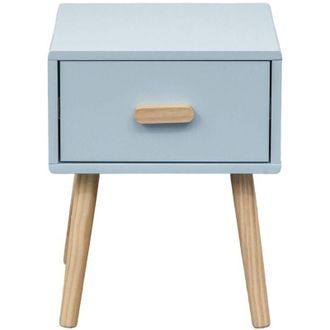 Mobili Rebecca Mobili Rebecca - Mesita De Noche Rebecca Mobili Tazart 44x35x35 Mdf Bois Celeste Marr&oacute;n Escandinavo