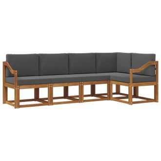 vidaXL Conjunto De Sof&aacute;s De Exterior 5 Pcs Natural Y Antracita Vidaxl