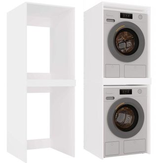 Topeshop Pola Twin White Laundry Cabinet Washer Dryer Storage Unit
