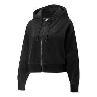 Puma (WMNS) PUMA Casual Embroidered Zipper Short hooded Jacket Black 532948-01