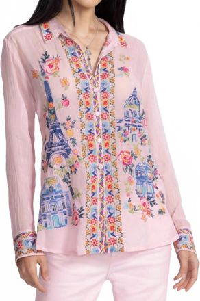 Johnny Was Sydnee Button Up Shirt In Primrose Pink