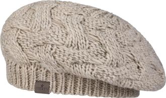 Lierys Jesila Womens Beret - Knitted hat with New Wool - Womens hat Made in Germany -French Ladies Beret - Fall/Winter Wool hat - Oatmeal One Size