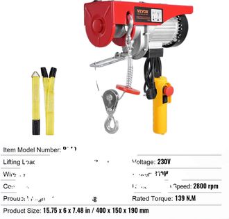 OEM Cabrestante El&eacute;ctrico Con Cable, Capacidad De Elevaci&oacute;n De 400 Kg, Control Remoto Con Cable