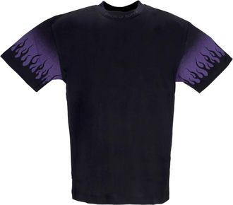 Vision Of Super Flames Logo T-shirt Zwart/Paars - Heren - T-shirts - Zwart - L - Katoen - Tops