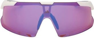 adidas 00mm Shield Sunglasses in White /Mirror Violet at Nordstrom