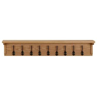 Berkfield Home Coat Rack 90x16x16 cm Solid Oak Wood in Brown | Size: 90 x 16 x 16 cm