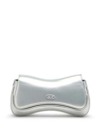Diesel logo-plaque clutch bag - Silver