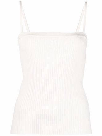 Courr&egrave;ges logo-embroidered tank top - women - Viscose/Polyester - 4 - White