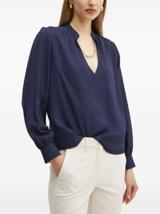 Marciano V-neck long-sleeve blouse - women - Polyester - S - Blue