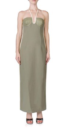 Paris Georgia Nassia Dress In Khaki & Cream