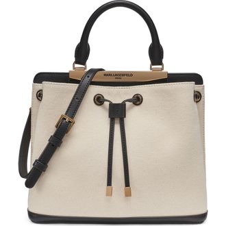 Karl Lagerfeld Evelina Canvas Bucket in Natural/black at Nordstrom