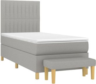 vidaXL Vidaxl - Cama Box Spring Con Colch&oacute;n Tela Gris Claro 90x190 Cm
