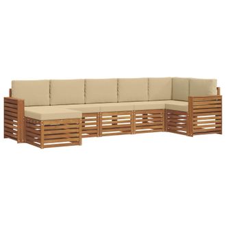 vidaXL Conjunto De Sof&aacute; Seccional Con Coj&iacute;n 7 Pcs Natural Y Beige Vidaxl