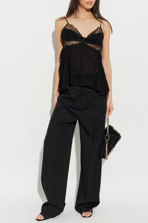 Blumarine Top With Lace Inserts, Womens, Black