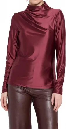 Lyss&eacute; Shalom Satin Jersey Funnel Neck Top In Maroon