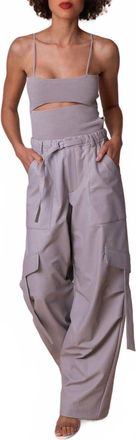 Sally Lapointe Stretch Faux Utility Pocket Pant In Medium Gray
