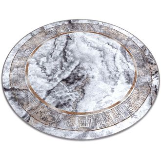 RugsX Rugsx - Alfombra Lavable Miro 51199.805 Circulo M&aacute;rmol, Griego Antideslizante - Gris / Dorado Grey Circulo 160 Cm