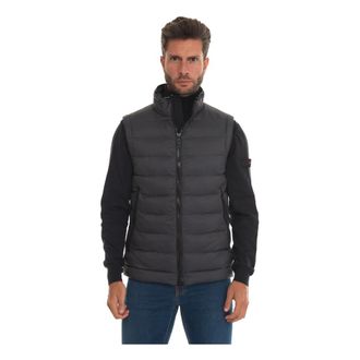Peuterey Gewatteerde Gilet met Logo en Taille met Trekkoord - Heren - Bodywarmers - Grijs - S - Leer - Jassen