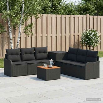 vidaXL Vidaxl Set Di Divani 8 Pz Nero Rattan Sintetico E Acciaio