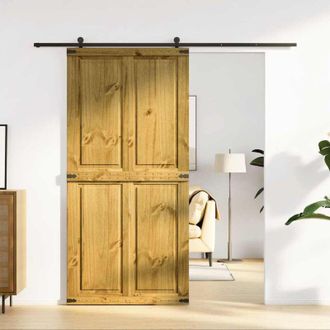 vidaXL Puerta De Granero Corona Madera Maciza Pino 100x210 Cm Vidaxl