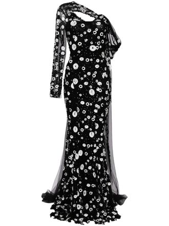 Saiid Kobeisy Abito da sera con paillettes - Nero