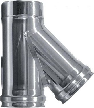 MBM Tubo De Humos De Pared Doble Aislado De Acero Inoxidable Con Conexi&oacute;n En T De 135&deg; Dn 80/130