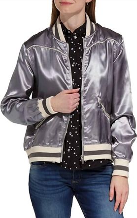 Hooey Womens Big Sky Bomber Jacket In Grey Heather Metallic