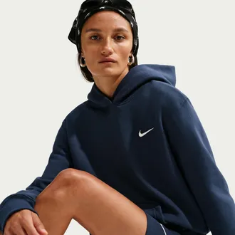 Nike Womens Studio Fleece Medium Weight Pullover Hoodie in Blue | IR8301-410
