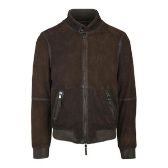 The Jack Leathers Su&egrave;de Gewatteerd Leren Jack met Rits - Heren - Leren en Su&egrave;de Jassen - Bruin - 2XL - Su&egrave;de - Jassen