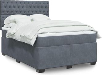 vidaXL Vidaxl - Cama Box Spring Con Colch&oacute;n Terciopelo Gris Oscuro 140x190 Cm