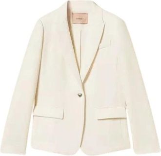 Twinset Giacca blazer in cr&ecirc;pe - Dames - Blazers - Wit - M - Jassen