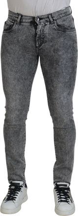 Dolce & Gabbana Mens Slim Fit Acid Wash Jeans - Grey Cotton - Size EU 44 (Mens)