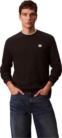 Calvin Klein Heren Wafel T-shirt met lange mouwen (Zwart)