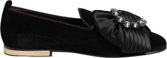 Dolce & Gabbana Zwarte Kristal lint Loafer Schoenen - Dames - Loafers - Zwart - 42 EU - Schoenen