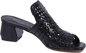 Pons Quintana Gevlochten Sandal Bayona Muiltjes met Hak - Dames - Muiltjes - Zwart - 35 EU - Leer - Schoenen