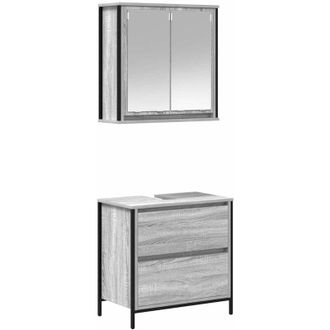 vidaXL Set De Muebles De Ba&ntilde;o 2 Pzas Madera Contrachapada Gris Sonoma Vidaxl