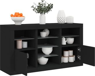 vidaXL Aparador Con Luces Led Negro 123x37x67 Cm Vidaxl