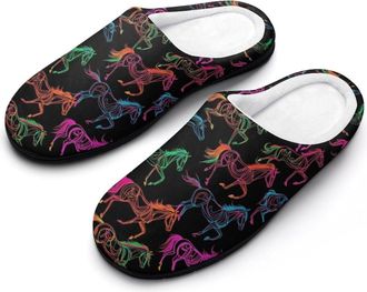 Generic Rainbow Un-icorns Womens Slippers Warm House Slippers Indoor House Shoes with Anti-Skid Rubber Sole