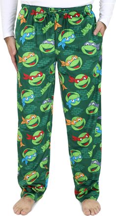 Nickelodeon TMNT Pajamas for Men, Fleece Adult Ninja Turtles Pajama Pants, Teenage Mutant Ninja Turtles Pj Pants, S-M-L-XL, Green, XL